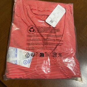 Lands' End Bold Red and White Striped Shirt